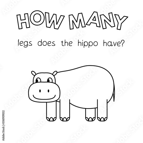 Cartoon Hippo Counting Game Coloring Book