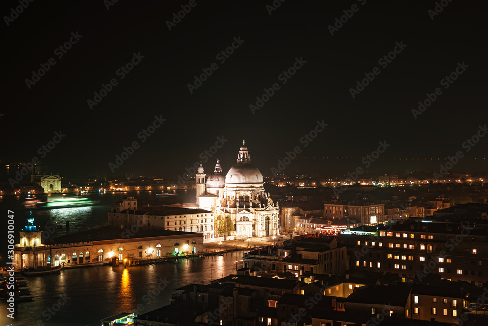 The view of Venice from the top of Campanile di San Marco at night
