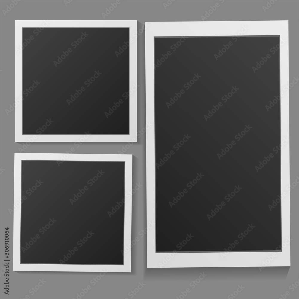 Black and white photo frame with shadows isolated on white background. Vector illustration - Vector Black and white photo frame with shadows isolated on white background. Vector illustration - Vector
