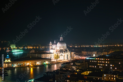 The view of Venice from the top of Campanile di San Marco at night