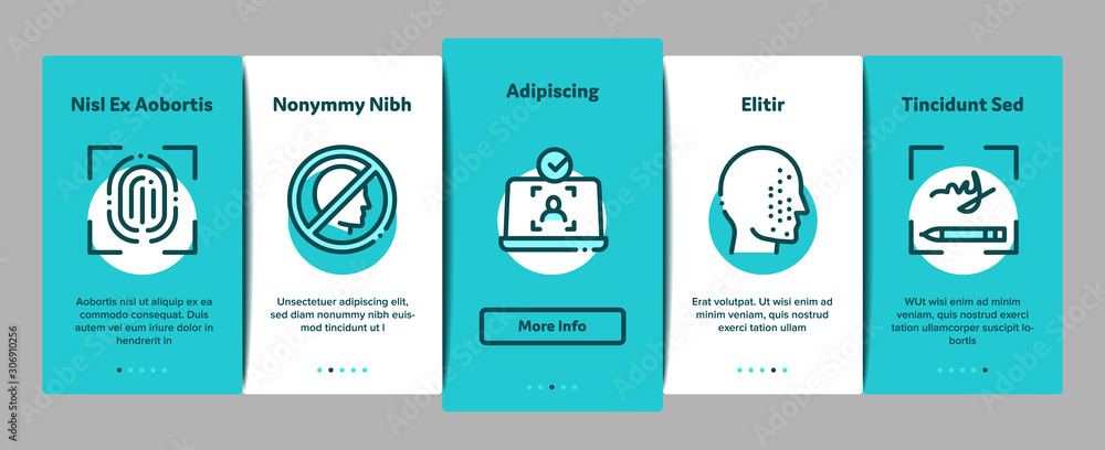 Recognition Onboarding Mobile App Page Screen. Eye Scanning, Biometric ...