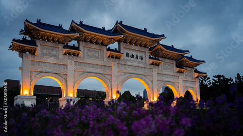 Liberty Arch with flowers in foreground, Taipei - Taiwan