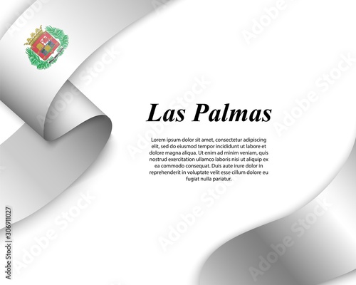 Waving ribbon with flag of las palmas