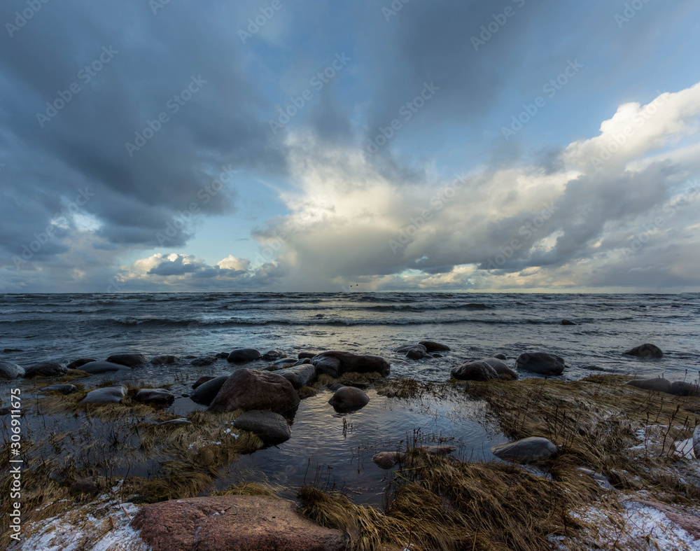 Stormy sunset on the Gulf of Finland. Leningrad region. Russia Stormy sunset on the Gulf of Finland. Leningrad region. Russia