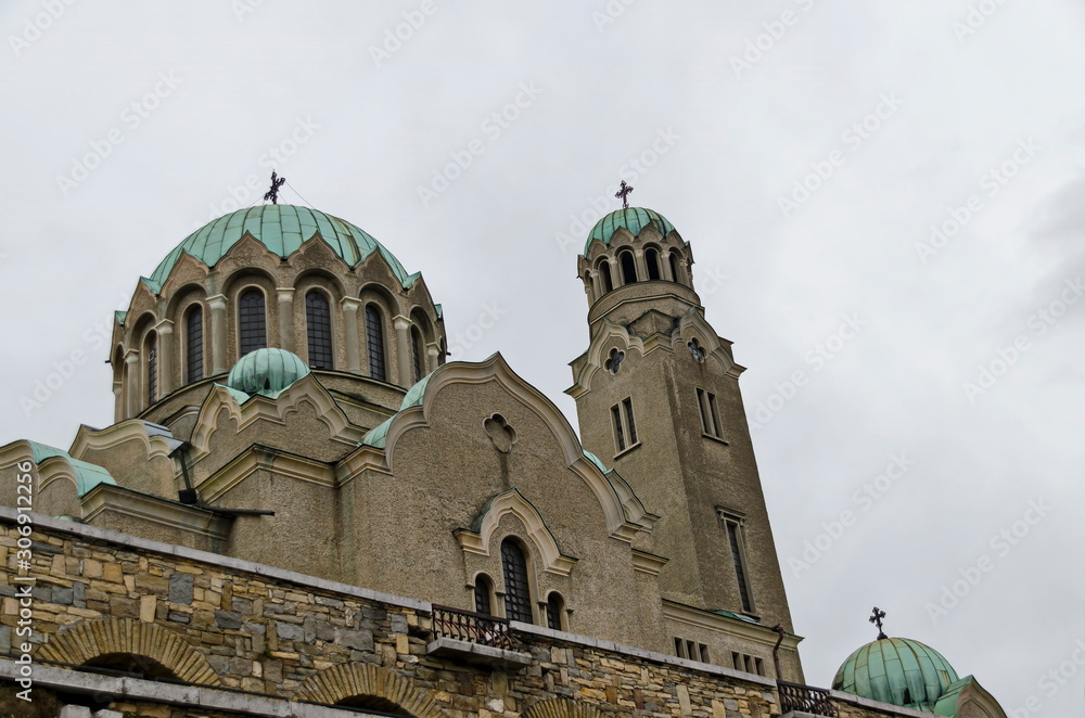 The Orthodox Cathedral of St Demetrius in Veliko Tarnovo on a cloudy springtime, Bulgaria, Europe 