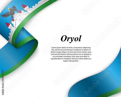 Waving ribbon with flag of oryol