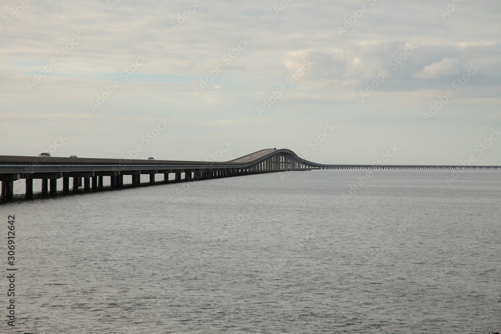 Florida keys very long-span bridge over the ocean between islands