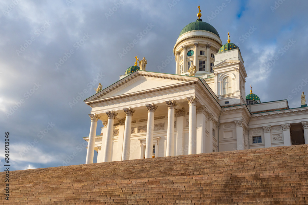 Helsinki. Finland. Suurkirkko. Cathedral Of St. Nicholas. Cathedrals Of Finland. Panorama of the Senate square in the summer. Helsinki travel guide. Architecture of Helsinki