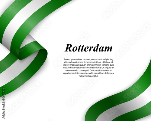 Waving ribbon with flag of rotterdam