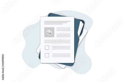 Contract papers. Document. Folder with stamp and text. Contract signing. Contract agreement memorandum of understanding legal document stamp seal, concept for web banners, websites, infographics. photo