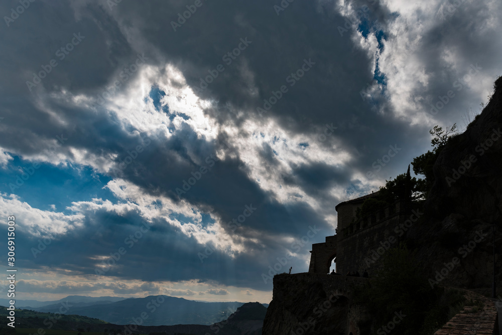 Ancient medieval town of San Leo. Churches and castle that made history. Rimini, Italy