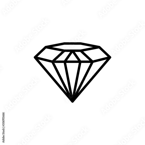 Hexagonal diamond outline icon is a simple trendy style. Vector logo of gemstone.