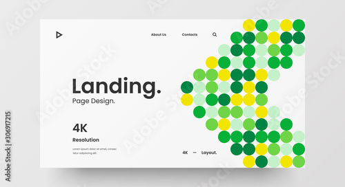 Creative horizontal website screen part for responsive web design project development. Abstract geometric pattern banner layout mock up. Corporate landing page block vector illustration template.