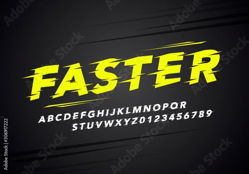 vector illustration modern sport alphabet and number font. Typography for racing and running
