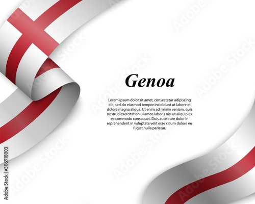 Canvastavla Waving ribbon with flag genoa