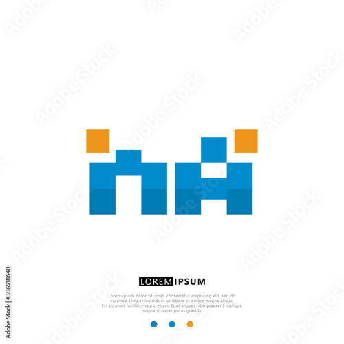 MA M A Logo Monogram with Blue and yellow Colors. modern letter logo design