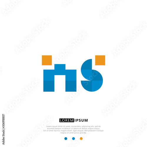 MS M S Logo Monogram with Blue and yellow Colors. modern letter logo design