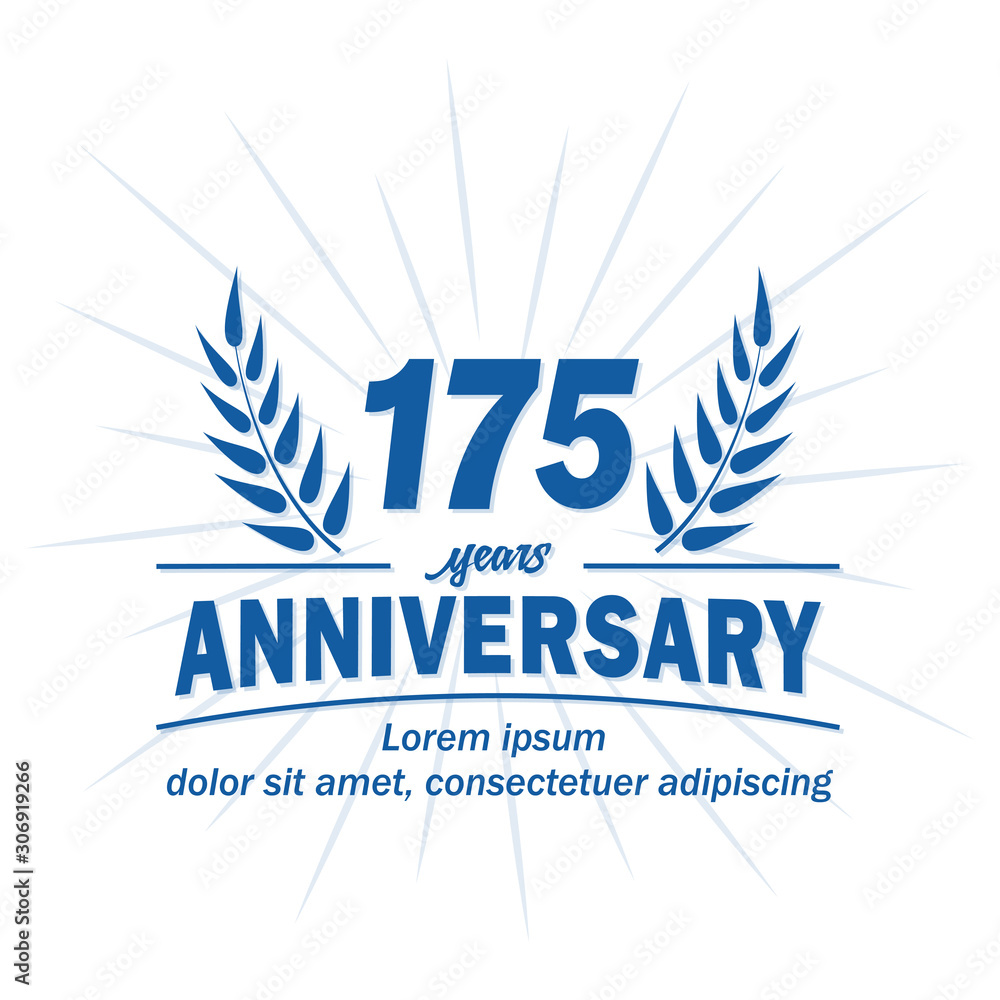 175 years logo design. One hundred seventy five years anniversary vector and illustration. 175 years logo design. One hundred seventy five years anniversary vector and illustration.