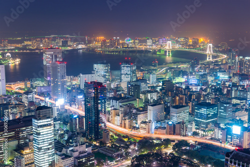 Tokyo, Japan over Tokyo Bay. © SeanPavonePhoto