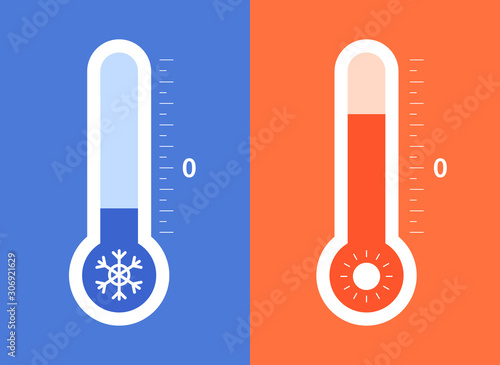 Hot and cold temperature - flat design style vector illustration