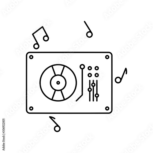DJ Music mixture icon. Outline thin line flat illustration. Isolated on white background. 