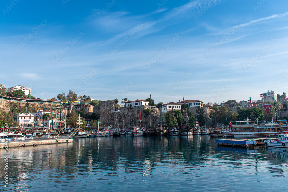 Historical old marina , tourist spot in Antalya