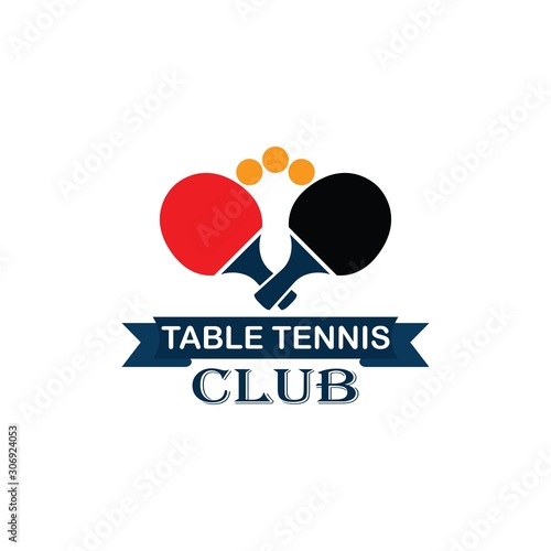 Table Tennis club logo with simple text designs. Sport vector illustration for ping pong club