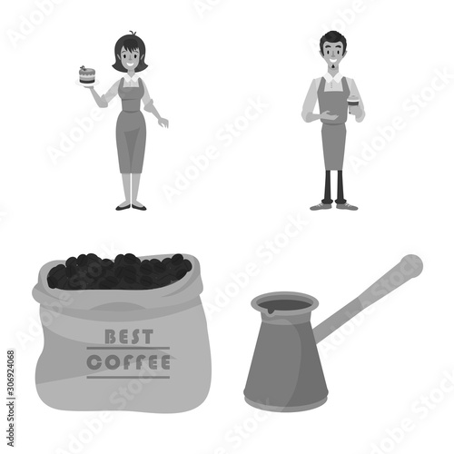 Vector illustration of cafe and house sign. Collection of cafe and breakfast stock symbol for web.