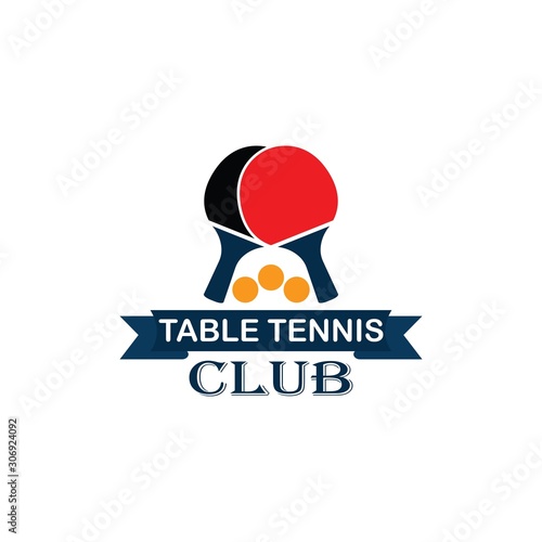 Table Tennis club logo with simple text designs. Sport vector illustration for ping pong club