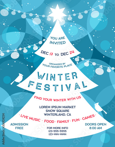 Poster for winter festival with invitational text and many decorative details.