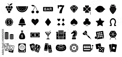 Casino and Gambling Icon Set (Flat Silhouette Version)