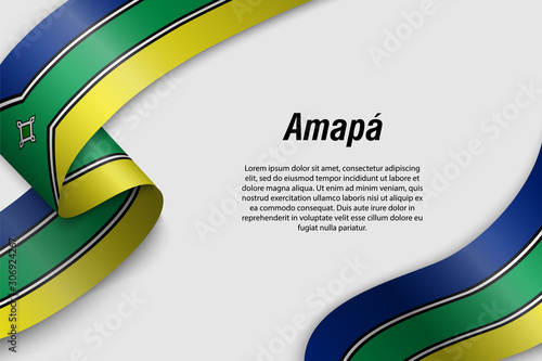 Waving ribbon or banner with flag amapa photo