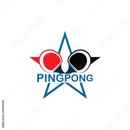 Table Tennis club logo with simple text designs. Sport vector illustration for ping pong club
