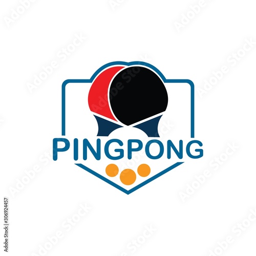 Table Tennis club logo with simple text designs. Sport vector illustration for ping pong club