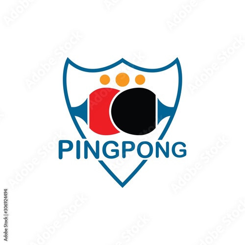 Table Tennis club logo with simple text designs. Sport vector illustration for ping pong club
