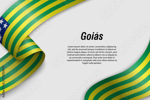 Waving ribbon or banner with flag goias photo