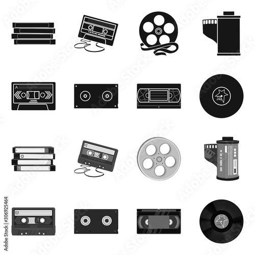 Vector design of equipment and device icon. Collection of equipment and player stock vector illustration.