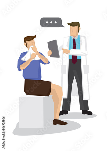 Doctor giving advise his patient having a flu. Concept of healthcare and medicare.