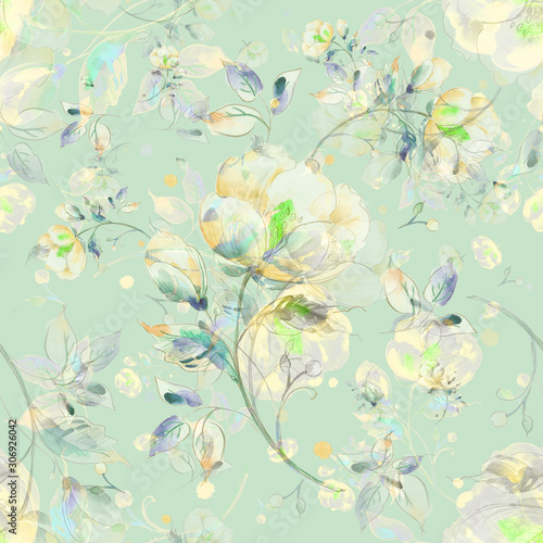 Watercolor seamless pattern of light flowers D.jpg © Irina Chekmareva
