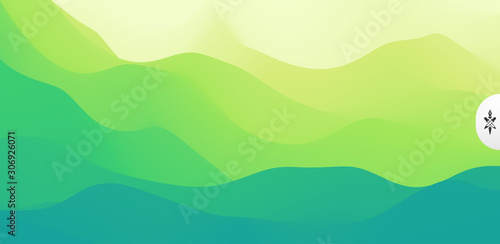 Landscape with green mountains. Mountainous terrain. Abstract nature background. Vector illustration. © Login