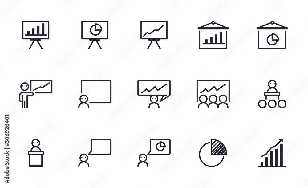 Set of Presentation,Meeting, Seminar vector icon illustration Set of Presentation,Meeting, Seminar vector icon illustration