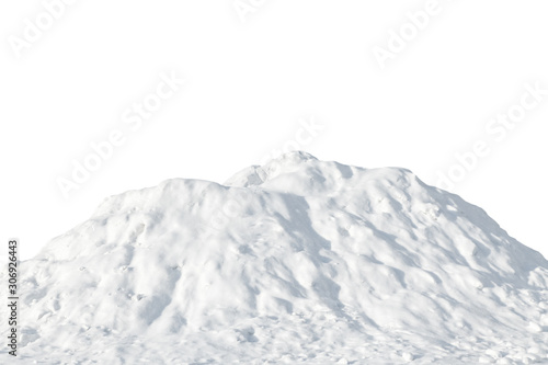 Pile of white snow on a white background