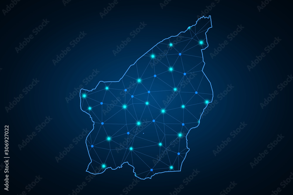 Map of San Marino. Wire frame 3D mesh polygonal network line, design sphere, dot and structure. communications map of San Marino. Vector Illustration EPS10. - Vector