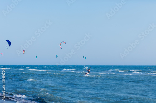 People Kite-Surfing on the Sea