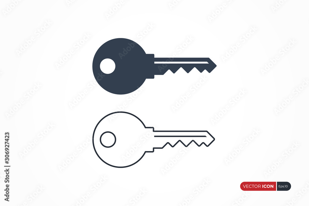 Key Icon Vector isolated on white background. Flat Vector Icon Design Template Element Key Icon Vector isolated on white background. Flat Vector Icon Design Template Element