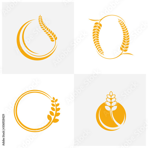 Set of Agriculture Wheat logo template vector, Luxury Wheat Logo Concept, Icon Symbol