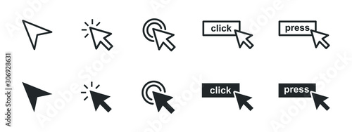 set of computer mouse click cursor icons photo