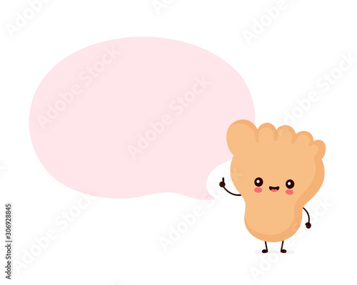 Cute smiling happy human leg foot.