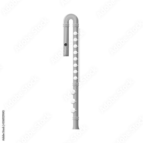 Vector illustration of flute and symphony sign. Graphic of flute and orchestral vector icon for stock.