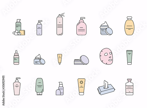 Make-up and cosmetic line icon set. Vector  illustration.
